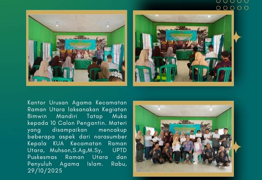 KUA Raman Utara Gelar Bimbingan Mandiri Tatap Muka bagi Calon Pengantin