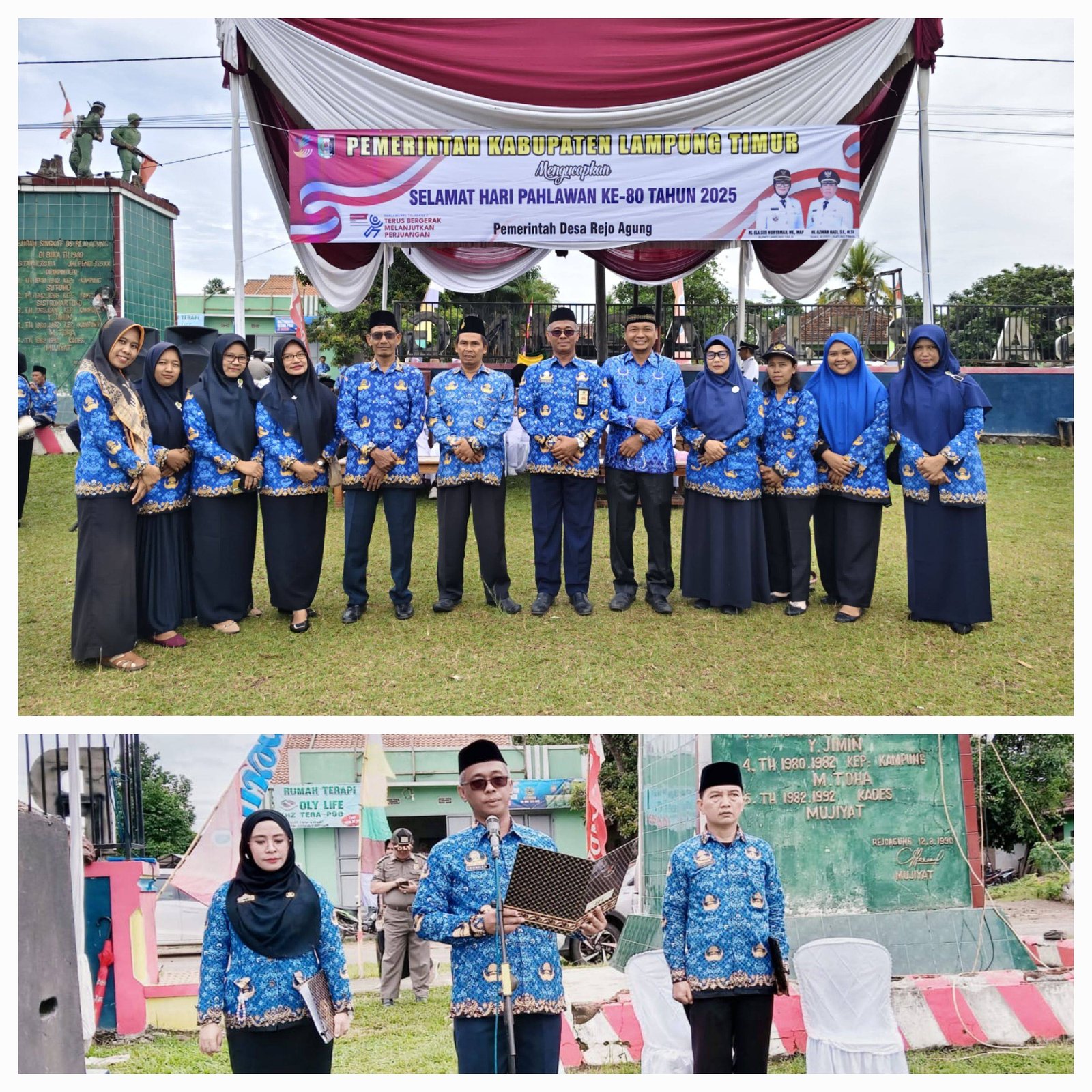 ASN KUA Batanghari Ikuti Upacara Hari Pahlawan ke-80 di Lapangan Desa Rejoagung