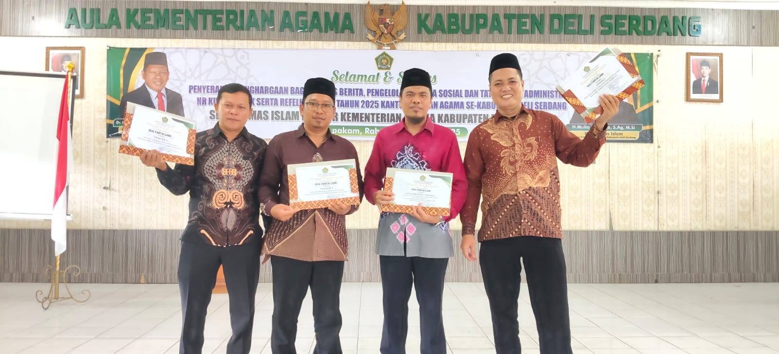 KUA Pantai Labu Raih Empat Kategori Penghargaan oleh Kemenag Deli Serdang 