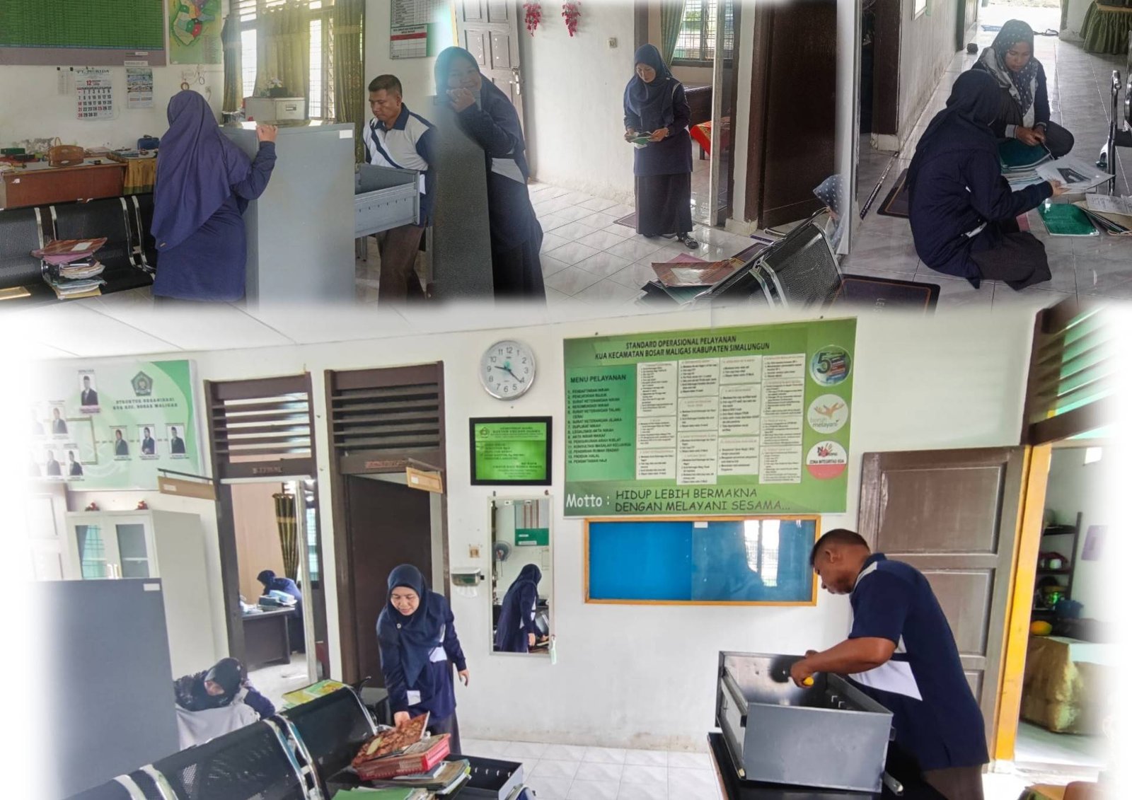 Awali Tahun Baru dengan Semangat Kebersamaan, Staf dan Penyuluh KUA Bosar Maligas Gelar Aksi Bersih Kantor