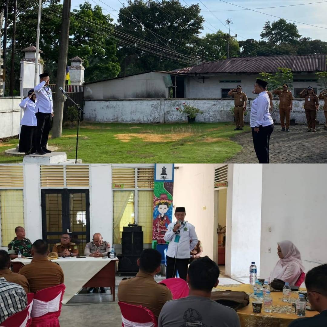 KUA Salapian Pembina Apel Gabungan dan Pentausiyah Silaturahmi Camat Salapian