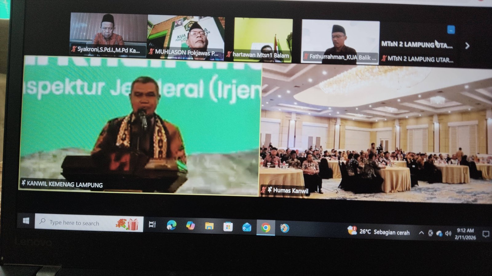 Kepala KUA Sekampung Udik Ikuti Rakerwil Kemenag Lampung Secara Virtual