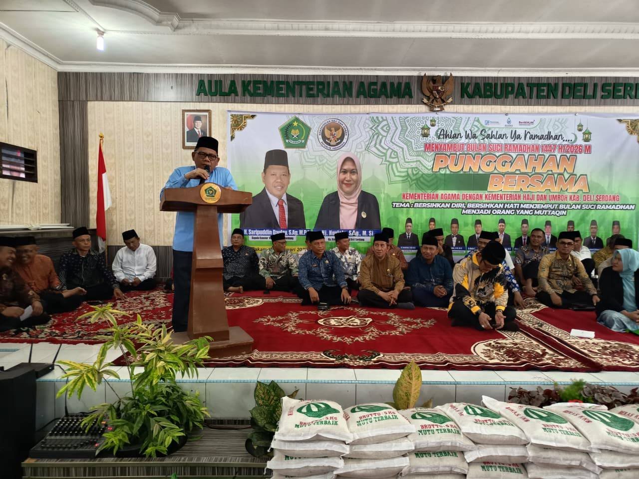 Ka KUA Bangun Purba Hadiri Punggahan ASN: Kebersamaan, Santunan Anak Yatim, dan Wakaf 826 Al-Qur’an di Aula Kemenag Deli Serdang