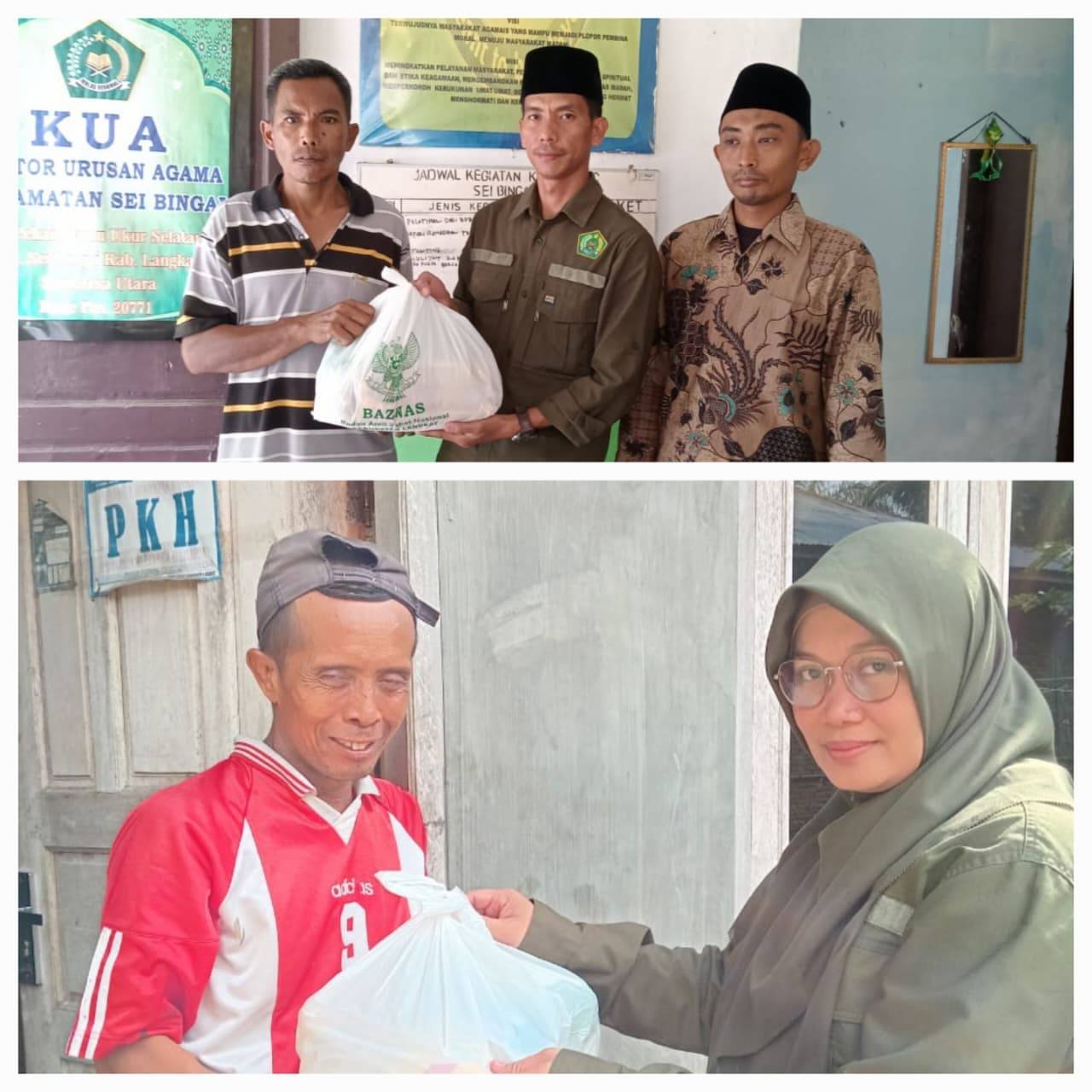 Melalui Baznas Langkat, KUA Sei Bingai Salurkan aket Sembako Kepada 15 Dhua'fa di Bulan Ramadan