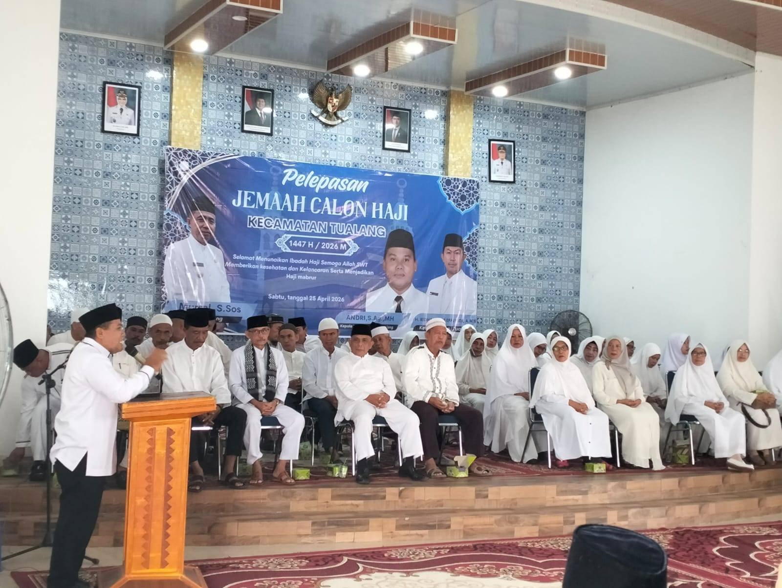 Kepala KUA Tualang Hadiri dan Beri Sambutan pada Acara Pelepasan Jamaah Haji Kecamatan Tualang Tahun 2026