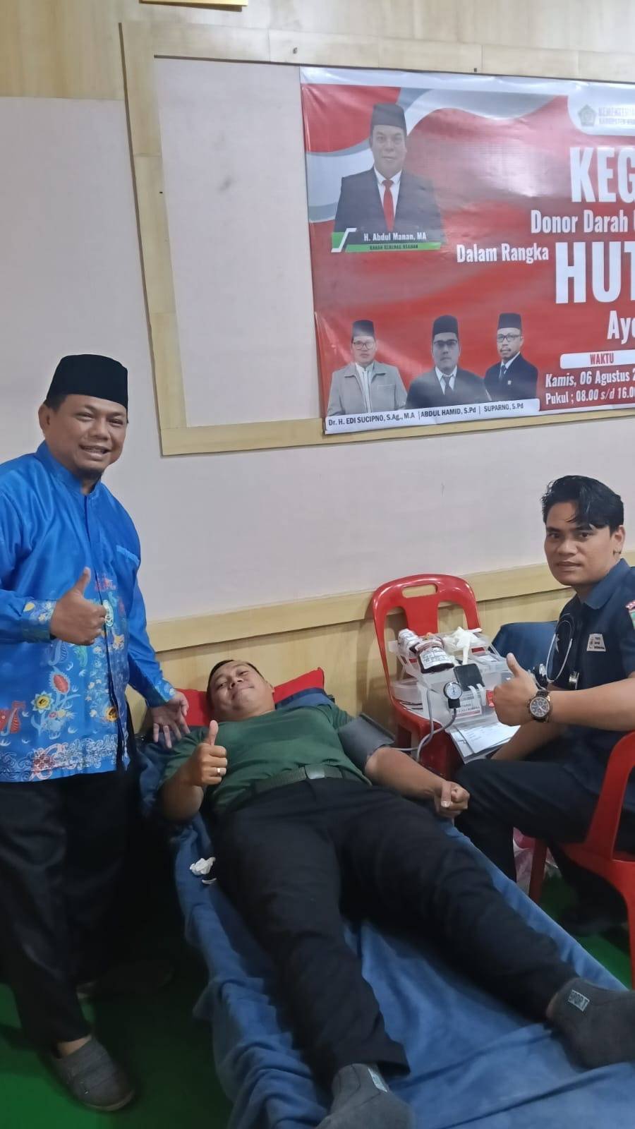 Wujud Kepedulian Sosial, Kepala KUA Sei Kepayang Hadiri Pembukaan Aksi Donor Darah Kemenag Asahan