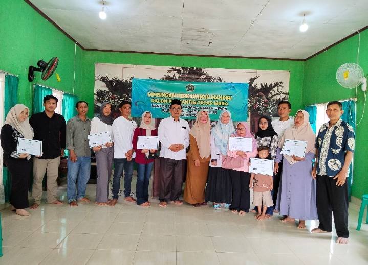 KUA Raman Utara Gelar Bimbingan Perkawinan Mandiri bagi Enam Pasang Catin