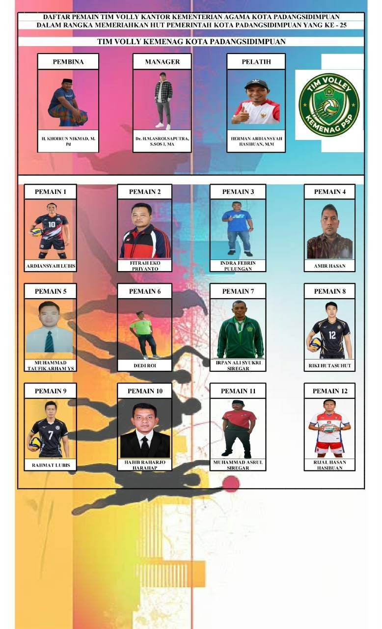 Semarakkan HUT Pemko Padangsidimpuan ke-25, Tim Volley Kemenag Siap Bertanding Dipimpin Manager Kepala KUA Padangsidimpuan Selatan