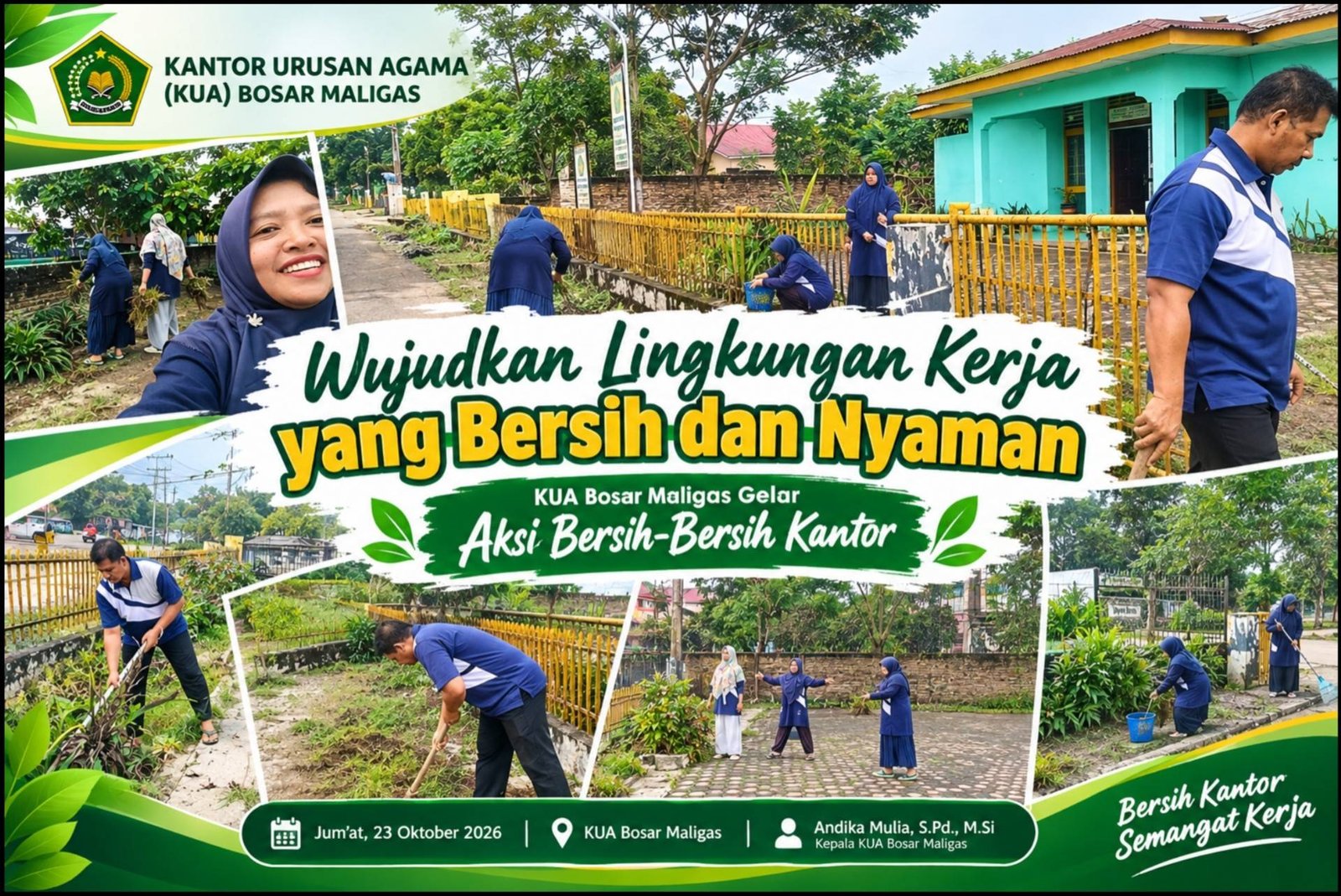  Wujudkan Lingkungan Kerja yang Bersih dan Nyaman, KUA Bosar Maligas Gelar Aksi Bersih-Bersih Kantor