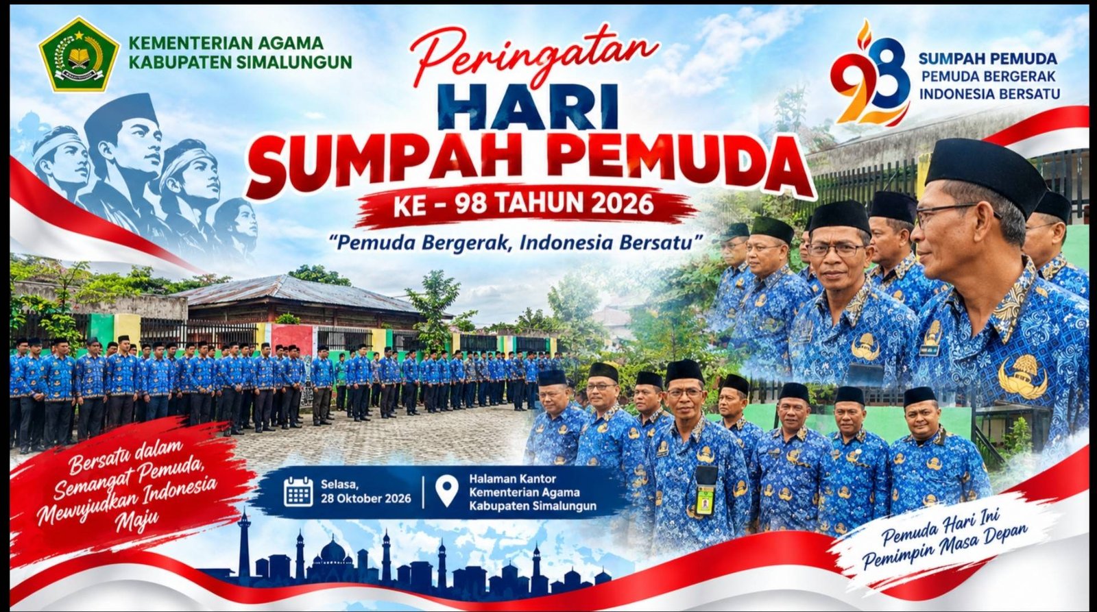KUA Bosar Maligas Hadiri Upacara Peringatan Hari Sumpah Pemuda ke-98 Tahun 2026 di Lingkungan Kementerian Agama Kabupaten Simalungun