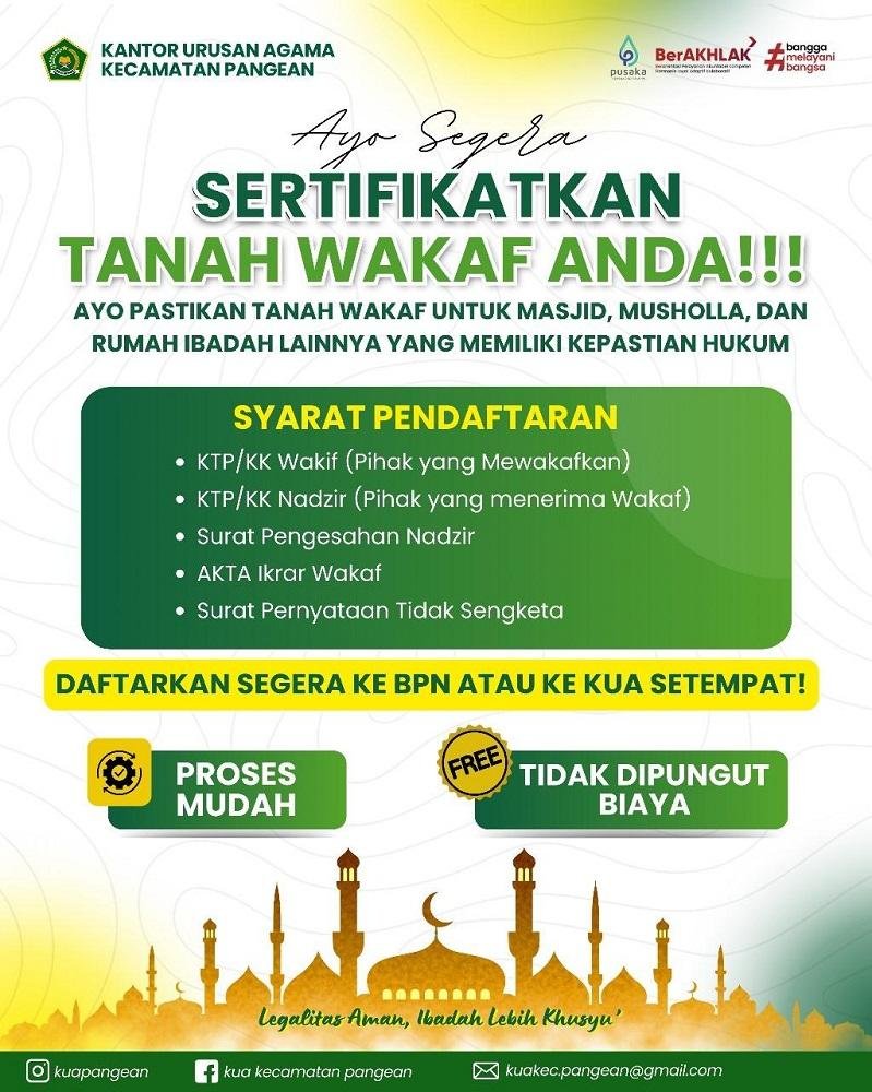 KUA Pangean Ajak Masyarakat Segera Sertifikatkan Tanah Wakaf