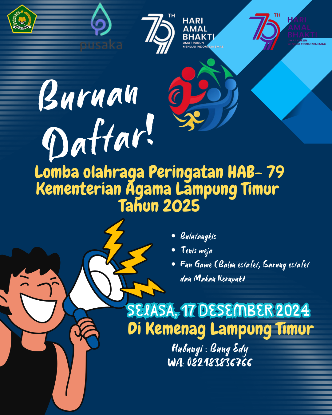 Semarak Hari Amal Bhakti ke-79, Kemenag Lampung Timur Gelar Lomba Olahraga dan Fun Game