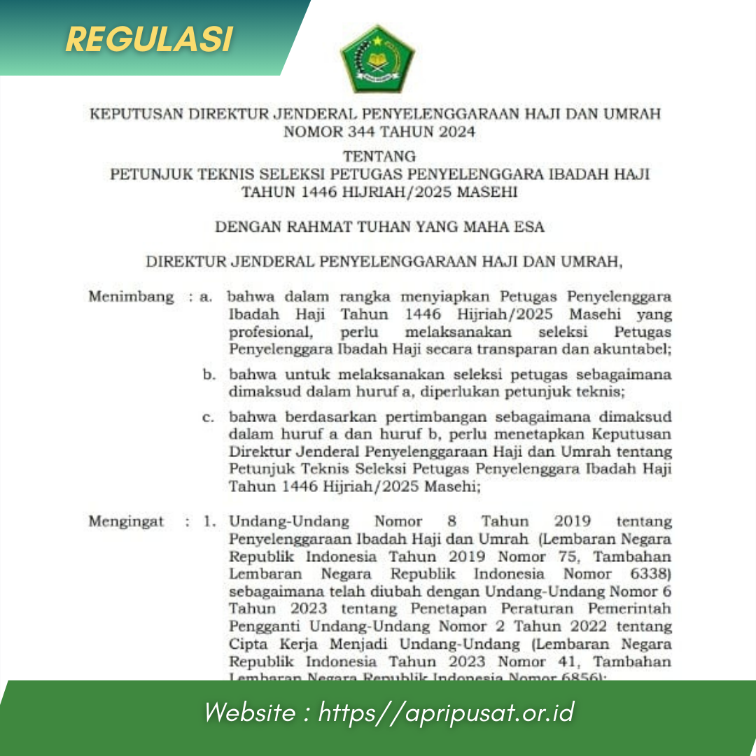 KEPUTUSAN DIREKTUR JENDERAL PENYELENGGARAAN HAJI DAN UMRAH NOMOR 344 TAHUN 2024