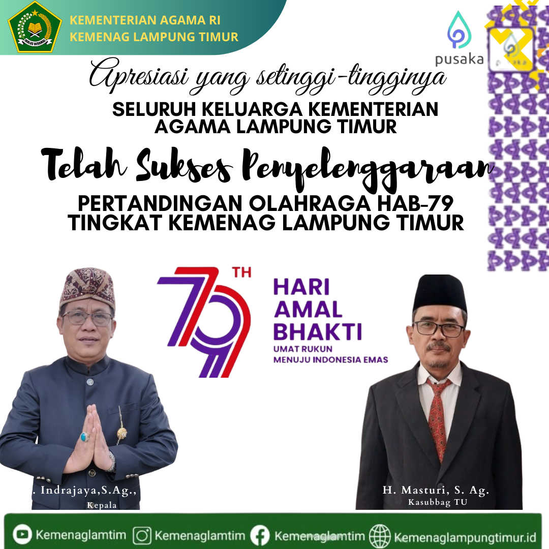 Kakan Kemenag Lampung Timur Apresiasi Suksesnya Perlombaan HAB ke-79
