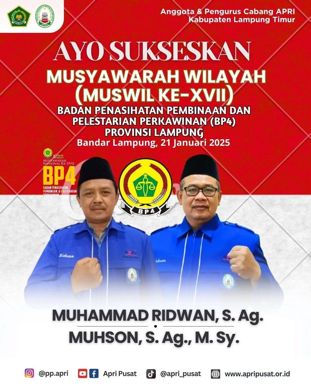 Muswil BP4 XVII: PC APRI Lampung Timur Serukan Aksi Nyata Perkuat Ketahanan Keluarga 