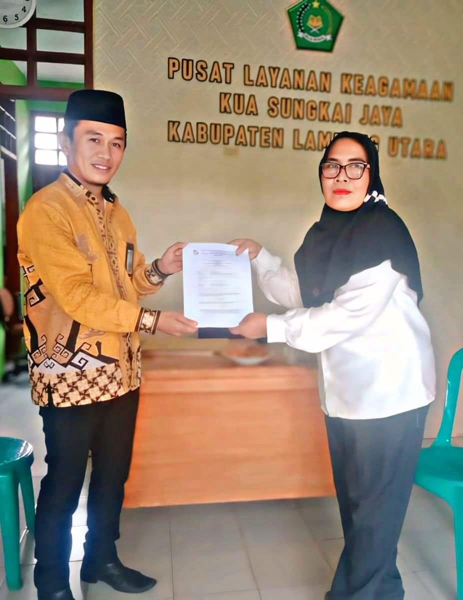 KUA Sungkai Jaya lakukan penandatanganan dan penyerahan Memorandum of Understanding (MoU) dengan Puskesmas Cempaka 