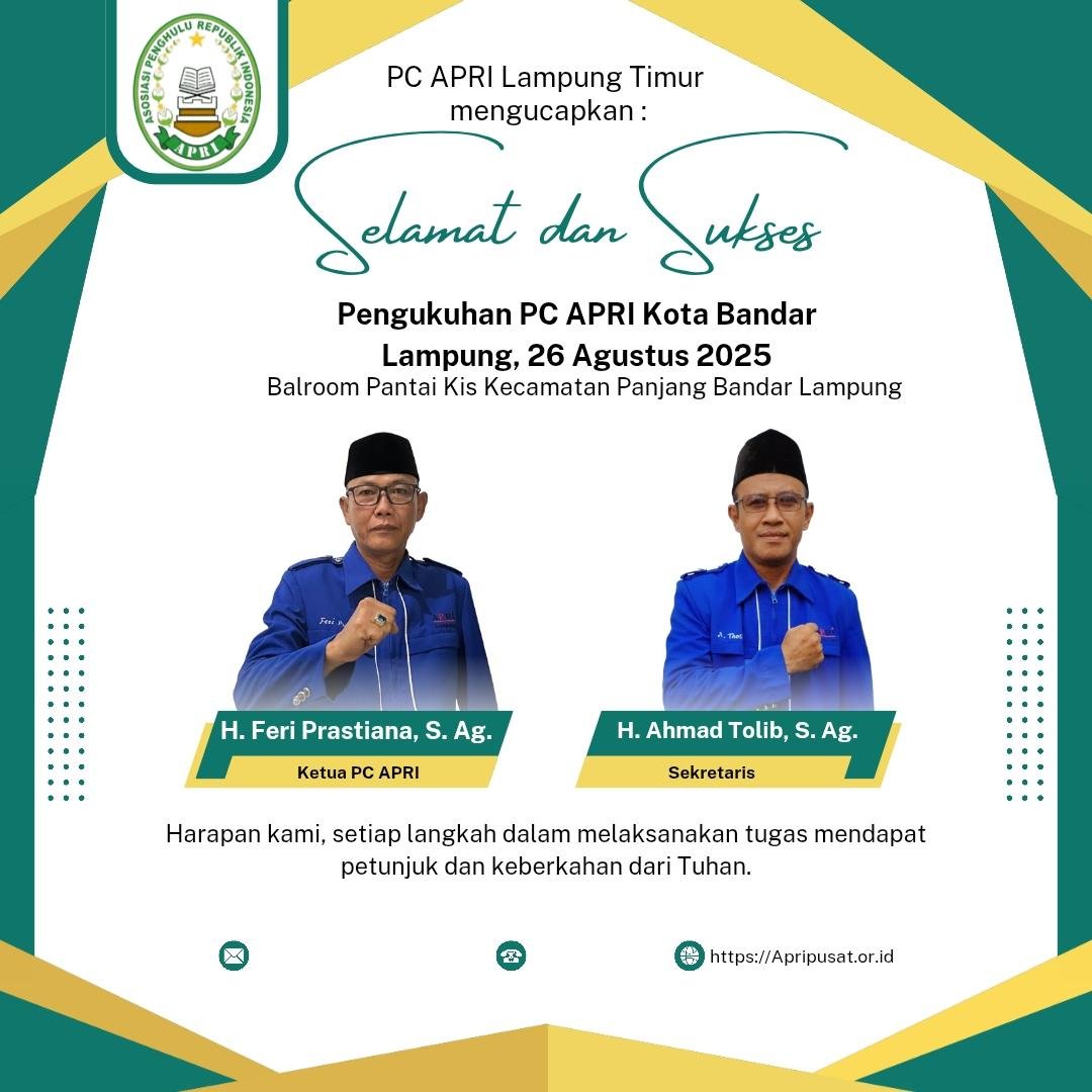 PC APRI Lampung Timur Apresiasi Pengukuhan PC APRI Kota Bandar Lampung