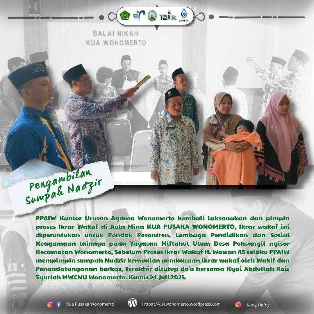 Nadzir Yayasan Pesantren Miftahul Ulum Pohsangit Ngisor Probolinggo disumpah